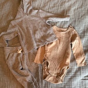 Bundle Gray Sweat Suit and Tan Onesie